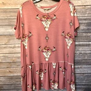 Floral Steer Peplum - NWT - XL-2XL